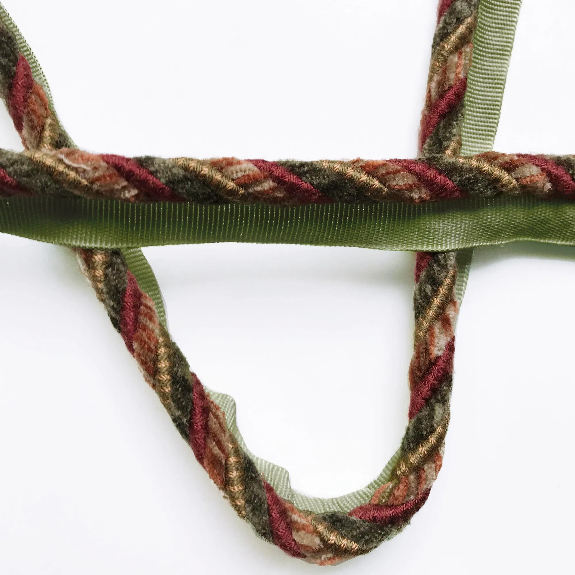 Burgundy and Olive Green High Quality Decorative Lip Cord Trim by the yard