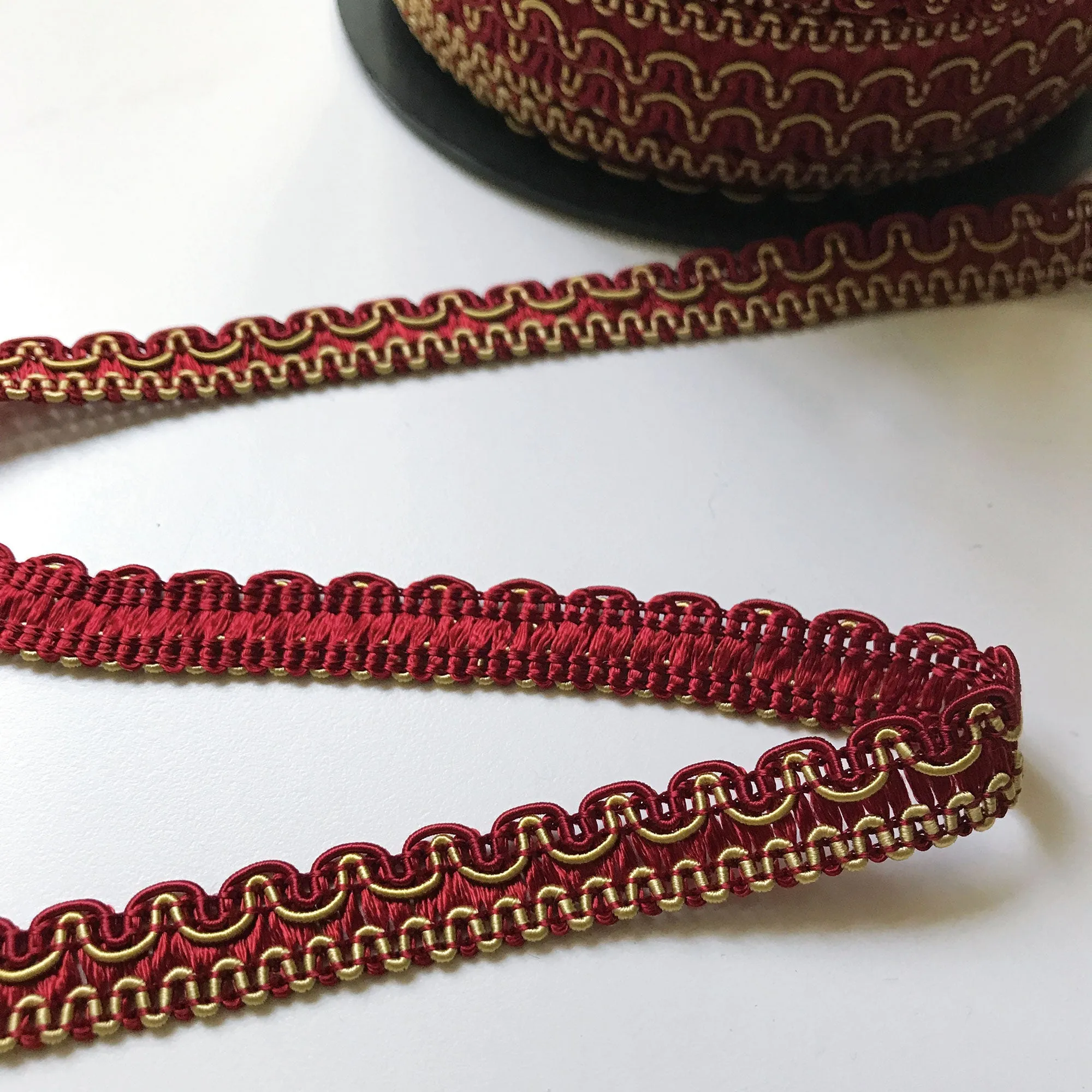 Burgundy and Yellow High Quality Decorative Gimp Trim by the yard