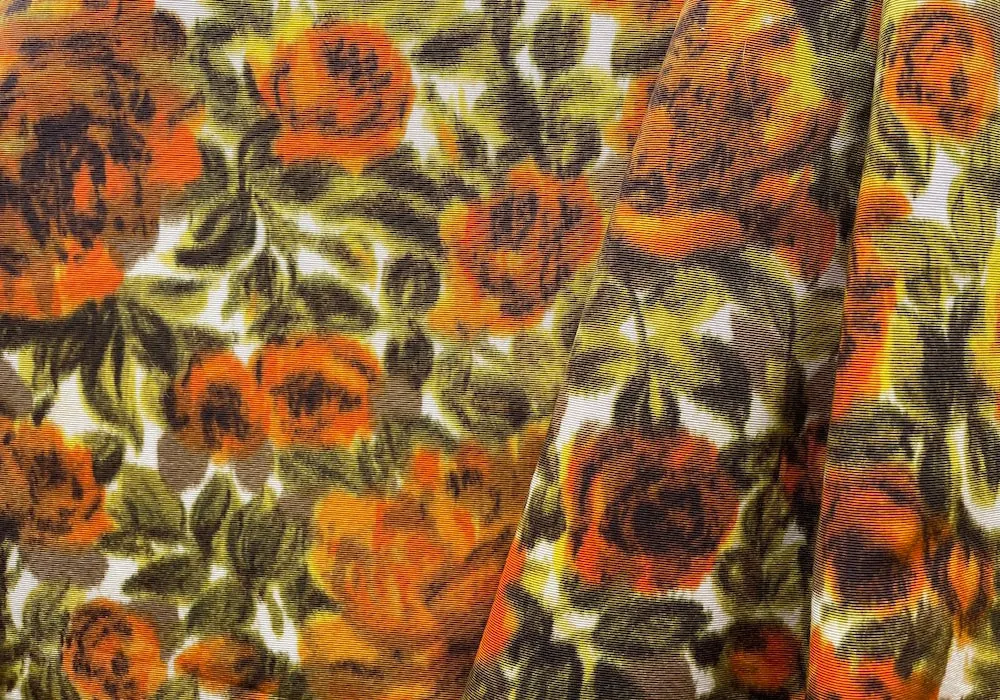 Calvin Klein Misty Mango Roses Silk & Cotton Faille