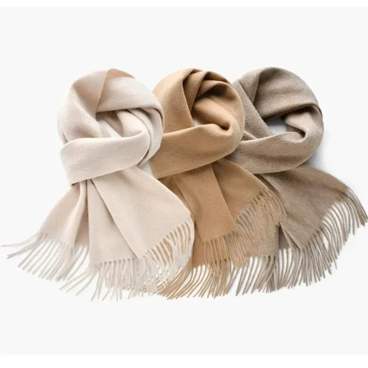 Cashmere long scarf with tassels