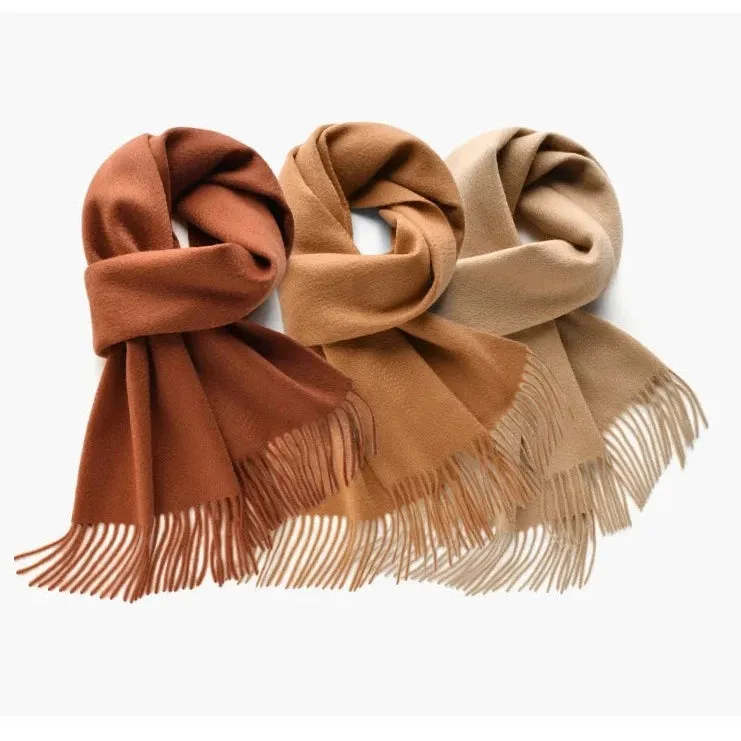 Cashmere long scarf with tassels
