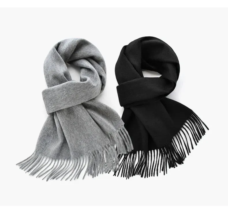 Cashmere long scarf with tassels