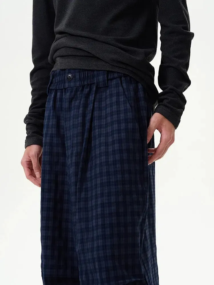 Casual Plaid Wide-leg Pants