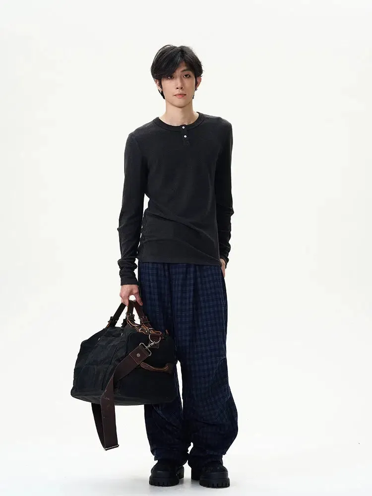 Casual Plaid Wide-leg Pants