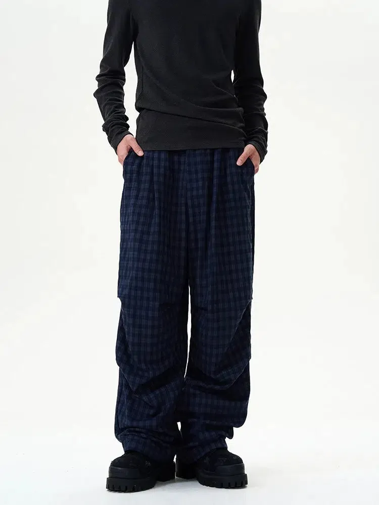 Casual Plaid Wide-leg Pants