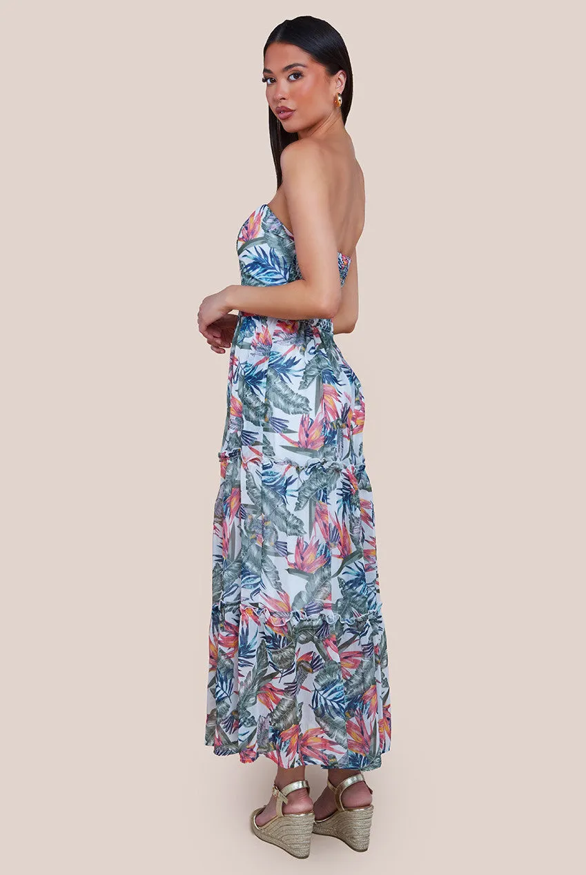 City Goddess Bandeau Printed Maxi Dress