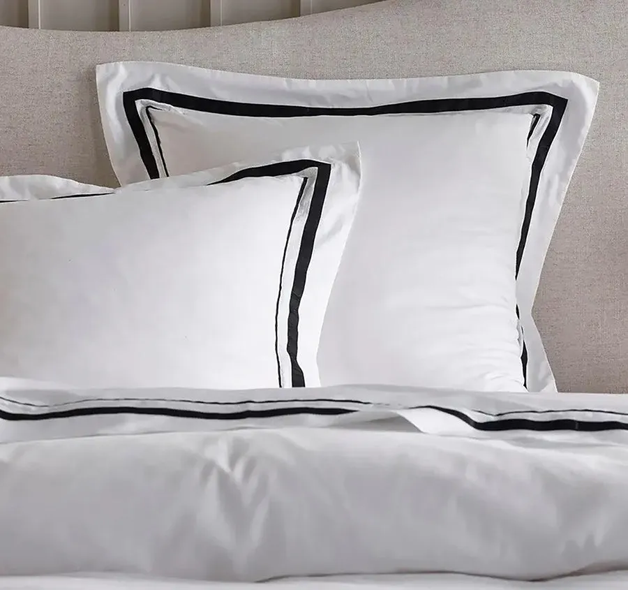 Cloud 1000TC Egyptian Cotton European Pillowcase White and Charcoal
