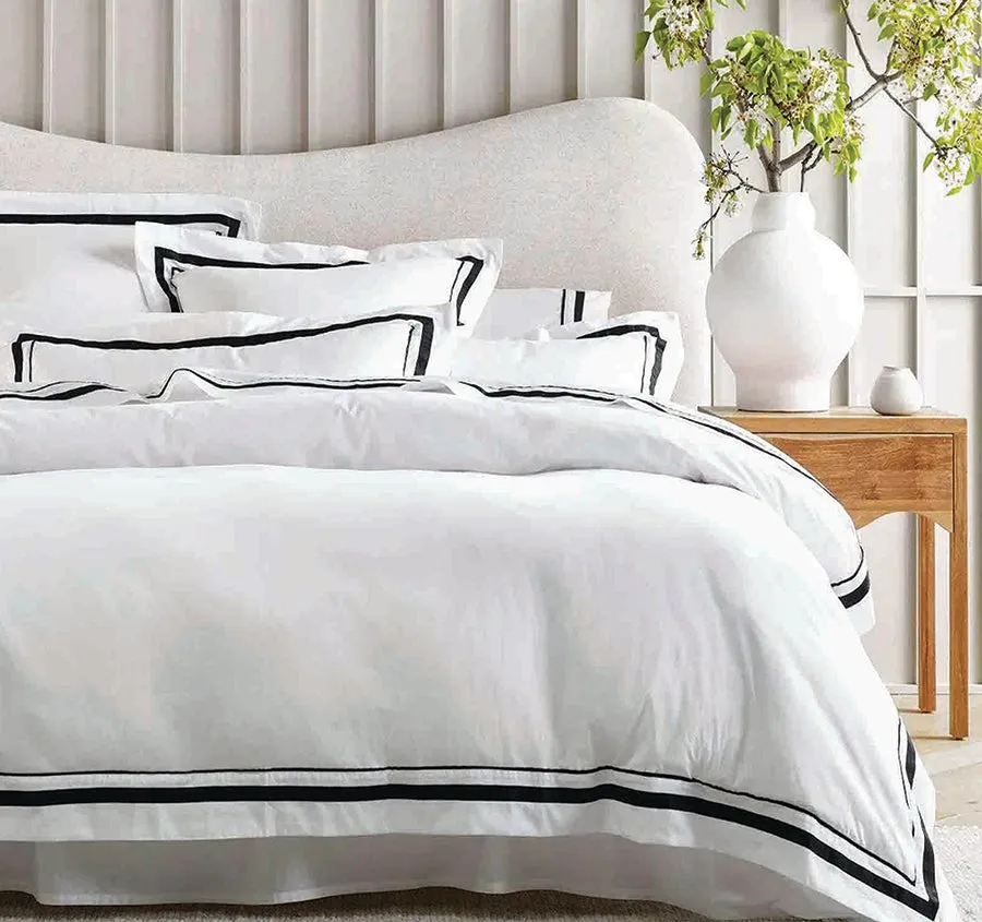 Cloud 1000TC Egyptian Cotton Quilt Cover Set Range White and Charcoal