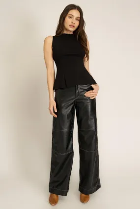 Collette Peplum Tank - Black