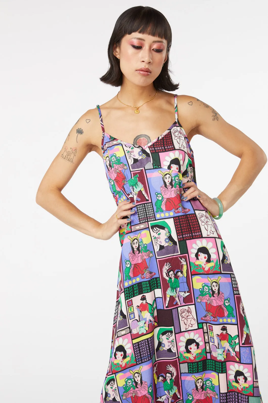 Comic Viscose Slip Dress