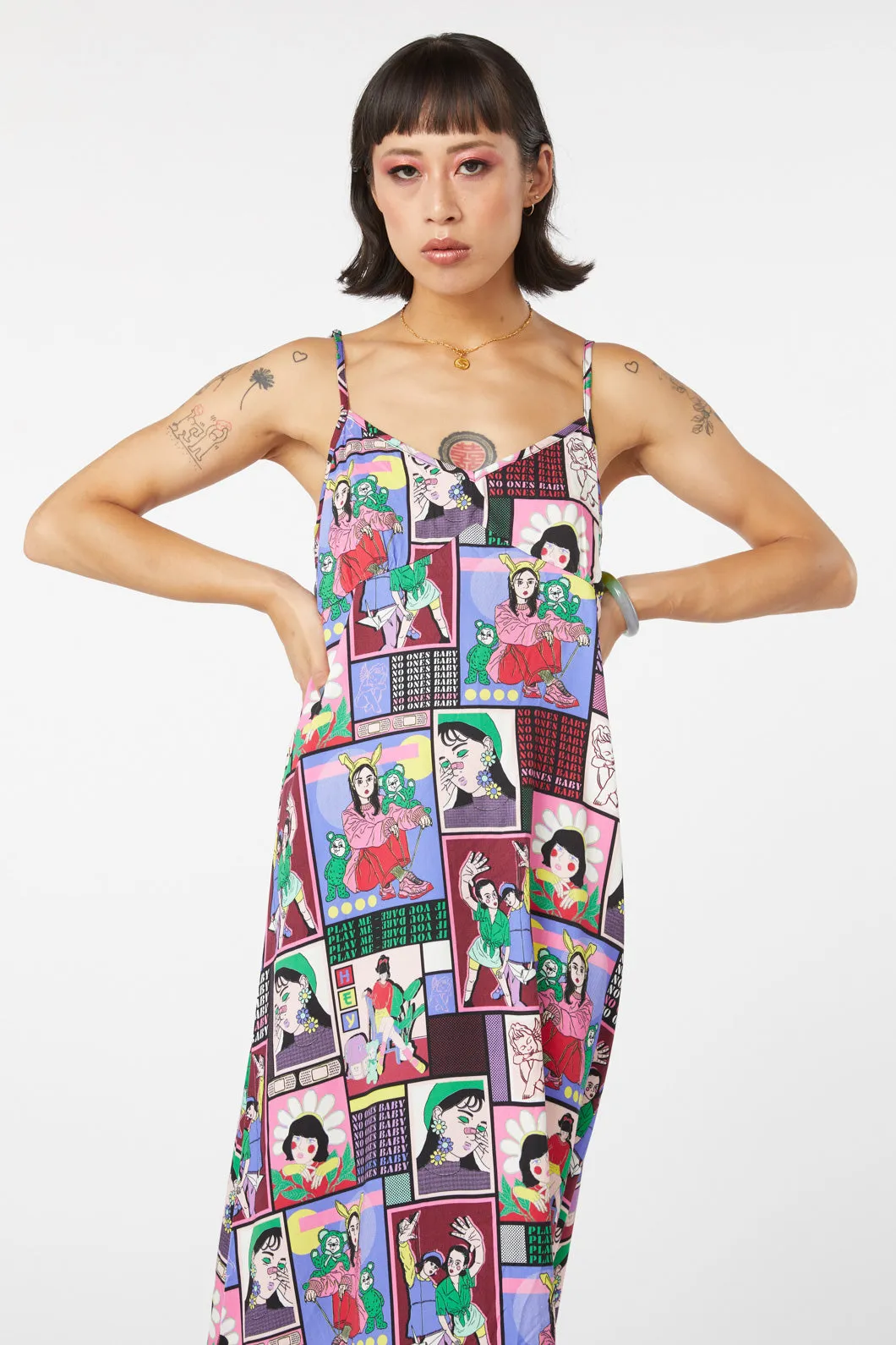 Comic Viscose Slip Dress
