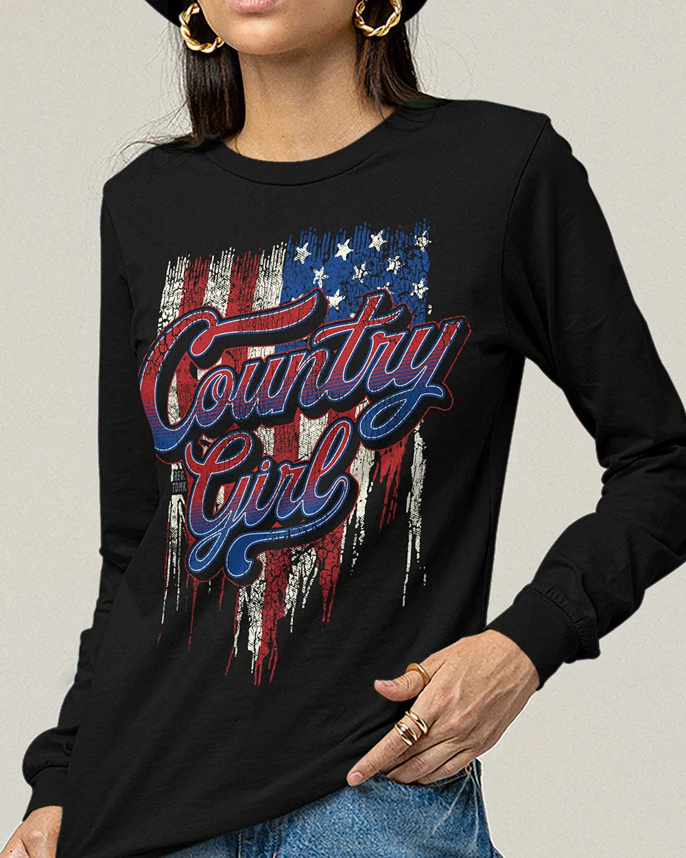 Country Girl® Women's Cotton Long Sleeve CG Flag