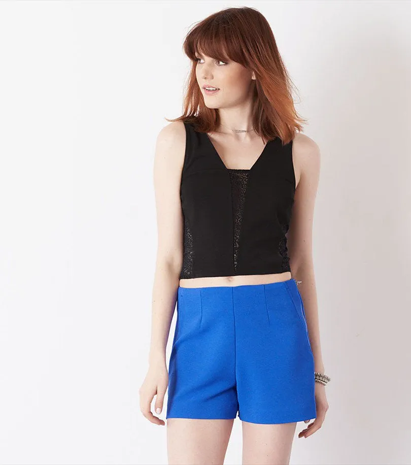 Crop Top With Lace JET BLACK