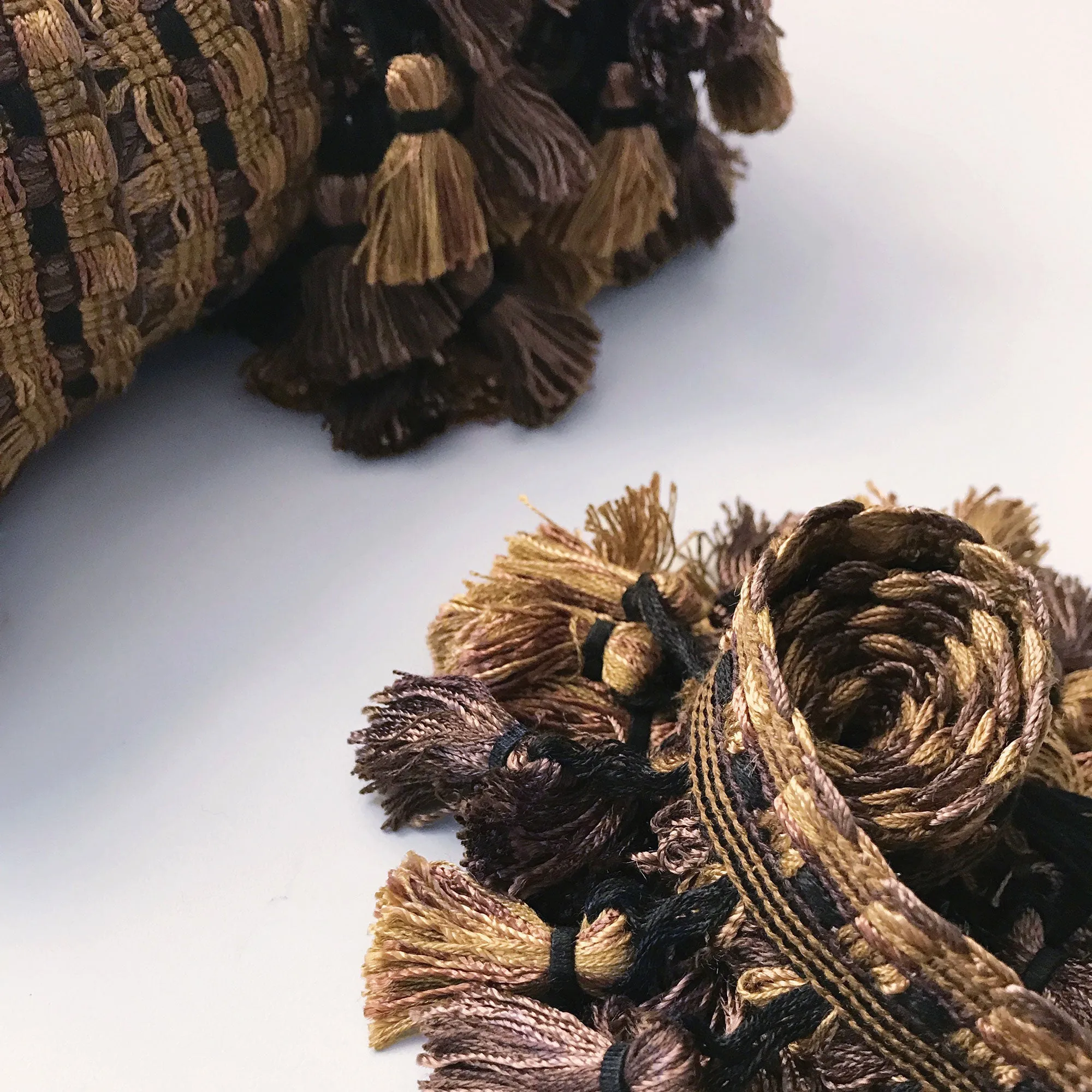Dark Brown and Gold High Quality Decorative Tassel Trim by the yard