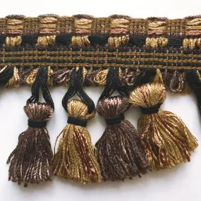 Dark Brown and Gold High Quality Decorative Tassel Trim by the yard
