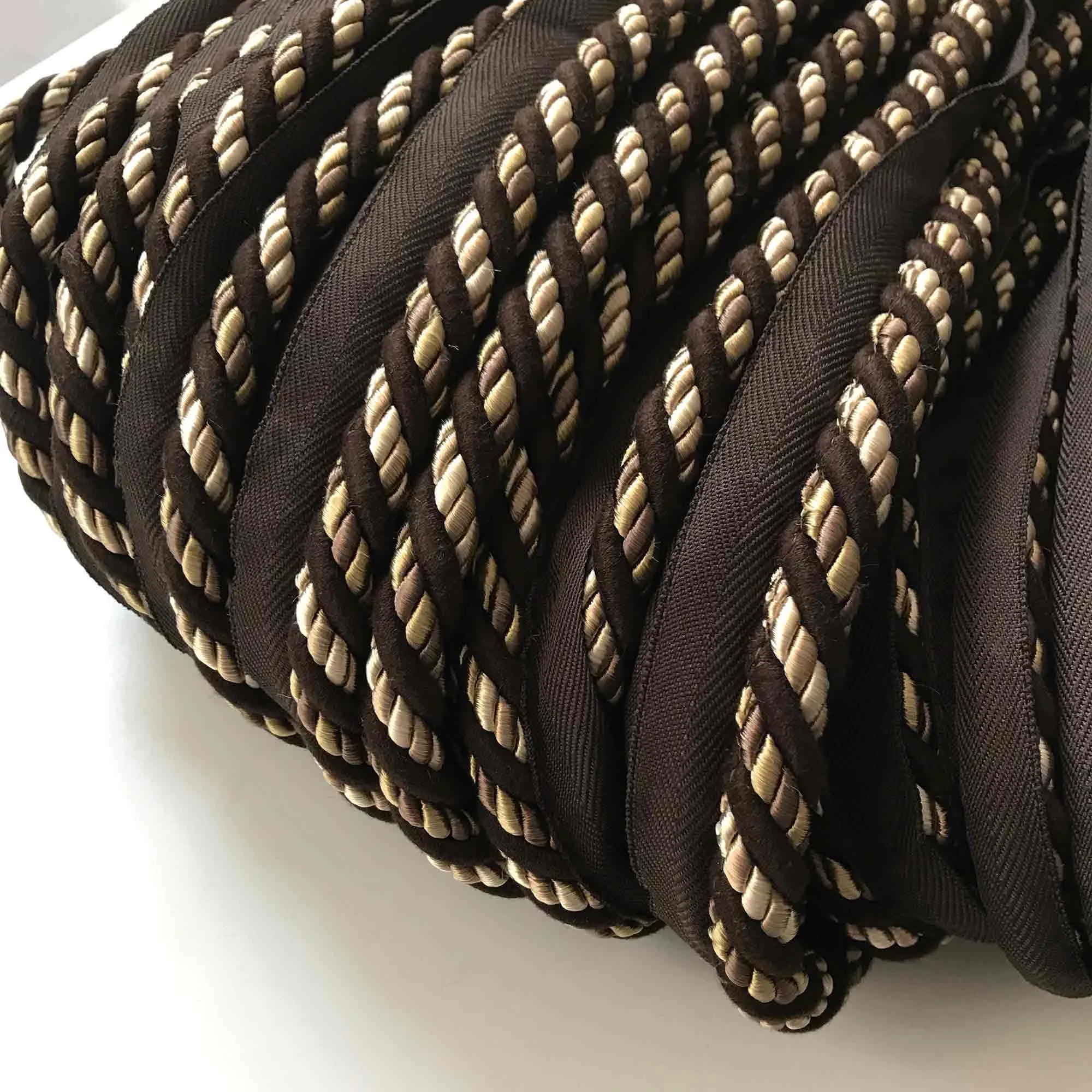 Dark Brown and Wheat High Quality Decorative Lip Cord Trim by the yard