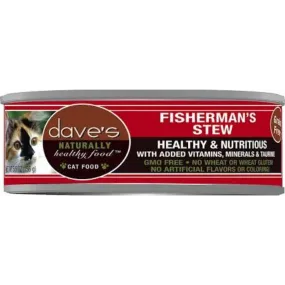 Dave's Pet Food Naturally Healthy Grain-Free Shredded Fisherman Dinner in Gravy Canned Cat Food, 5.5-oz