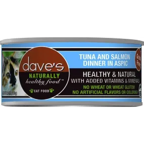 Dave's Pet Food Naturally Healthy Grain-Free Tuna & Salmon Dinner in Aspic Canned Cat Food 5.5-oz