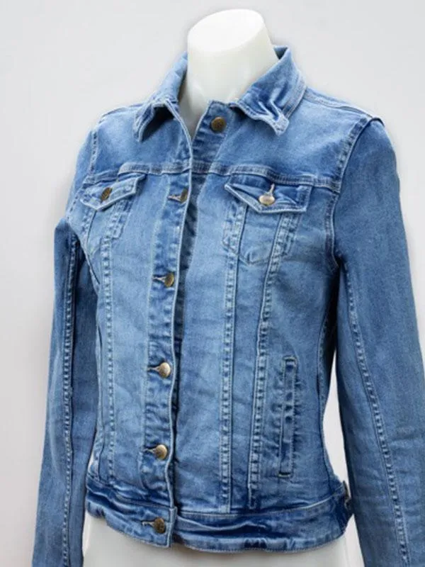Denim Jacket Stretch Cropped -Refuge