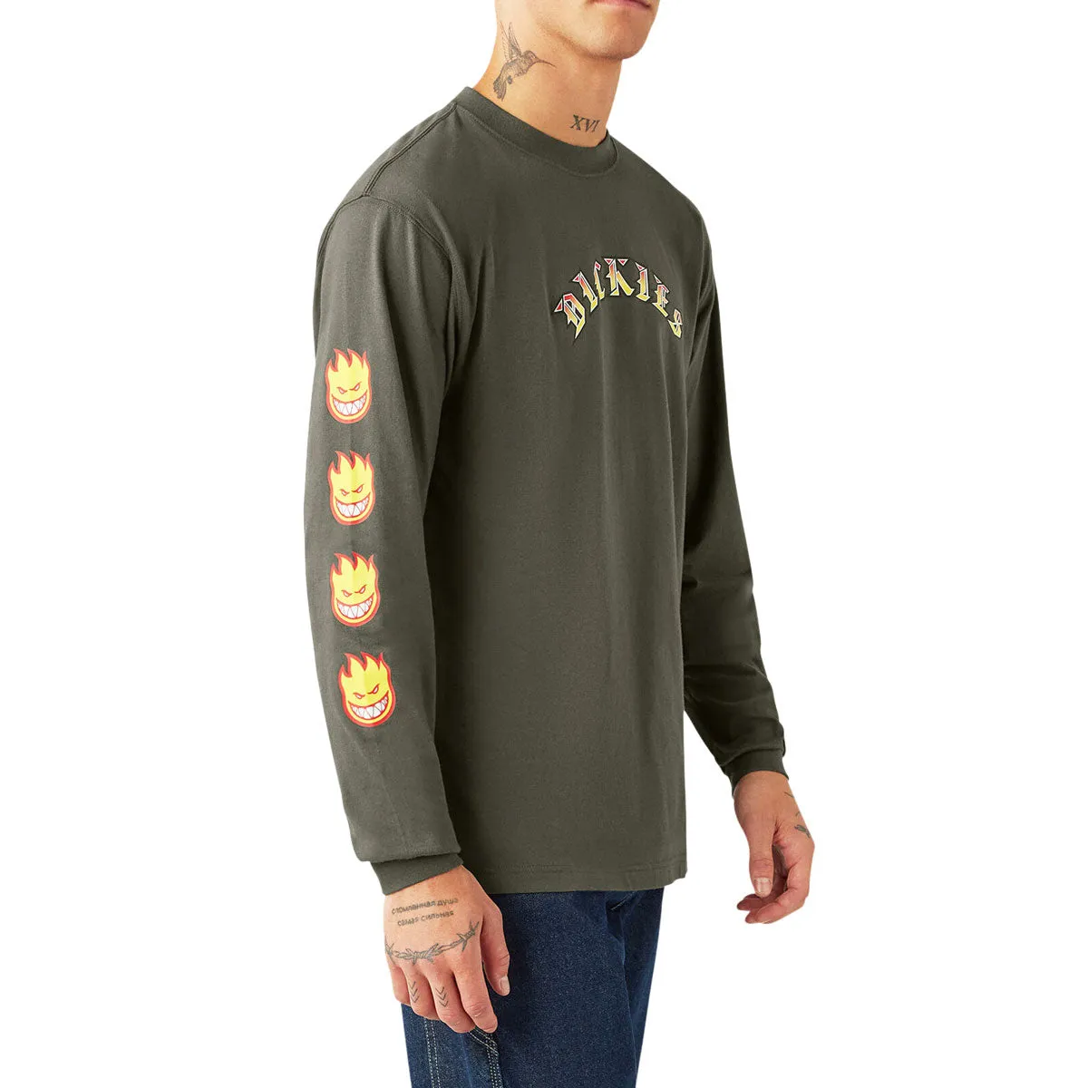 Dickies x Spitfire Long Sleeve T-Shirt - Olive Green