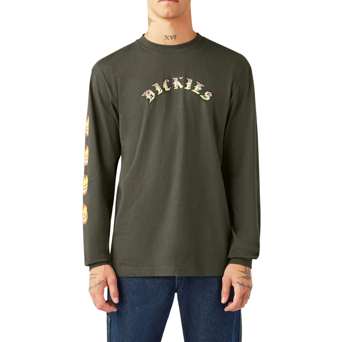 Dickies x Spitfire Long Sleeve T-Shirt - Olive Green
