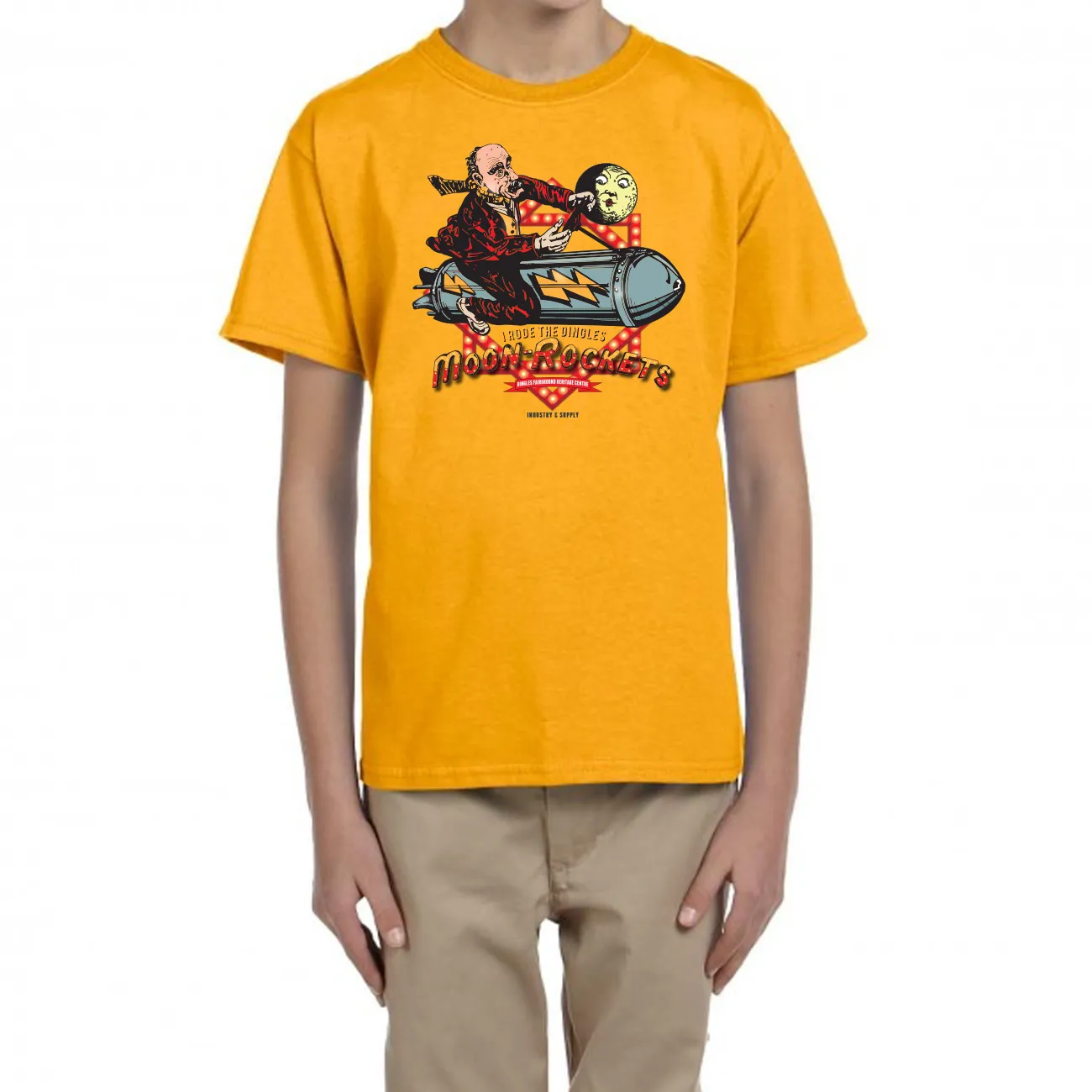DINGLES FAIRGROUND MOON ROCKET T-SHIRT FOR KIDS