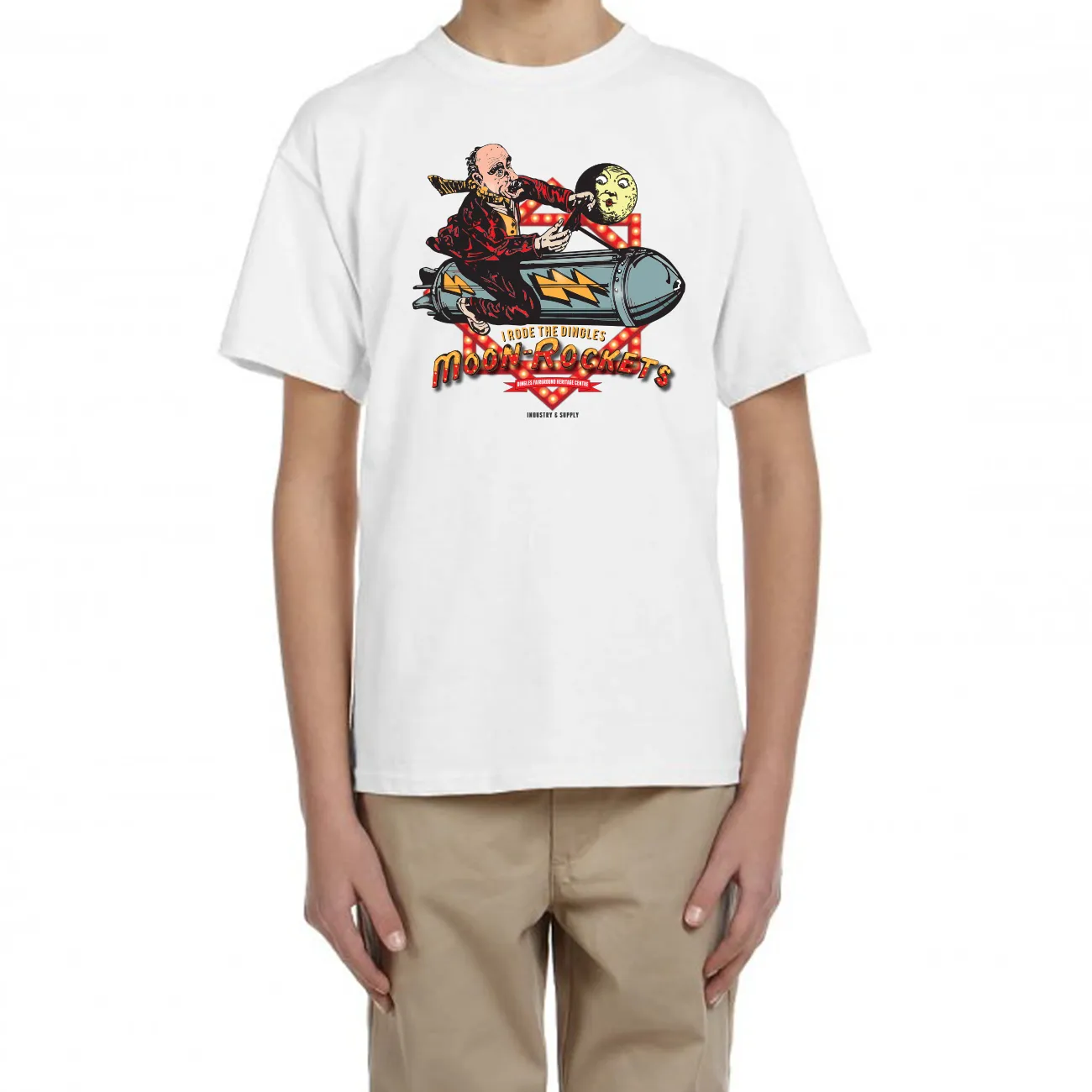 DINGLES FAIRGROUND MOON ROCKET T-SHIRT FOR KIDS