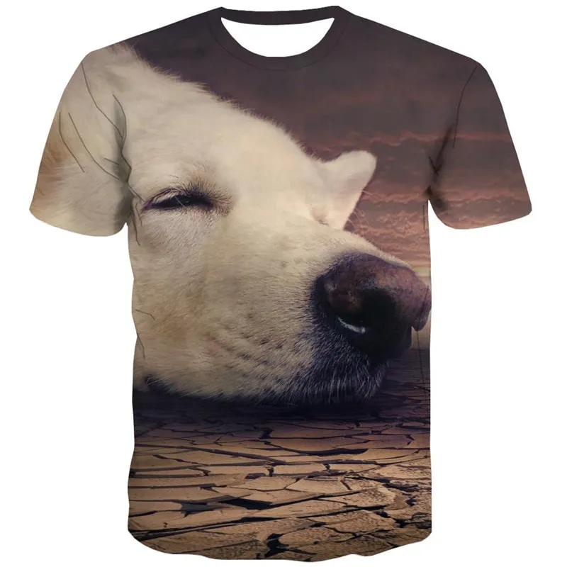 dog tshirt Cool Puppy Cute animal big Smart dogs men's Casual art costume