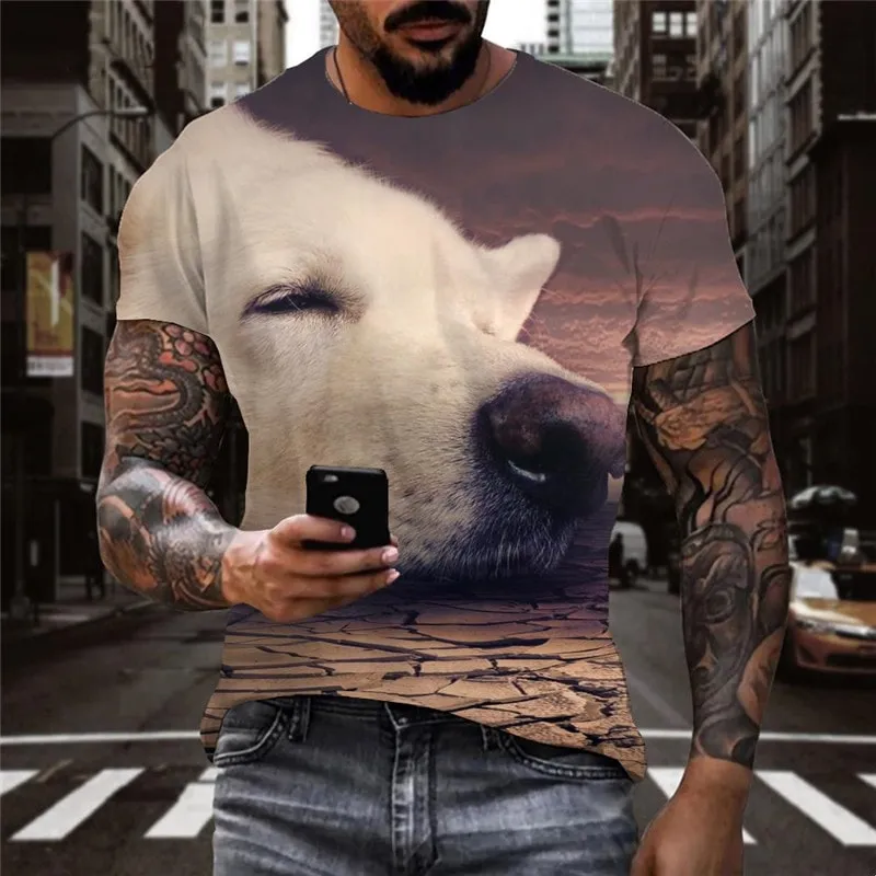dog tshirt Cool Puppy Cute animal big Smart dogs men's Casual art costume