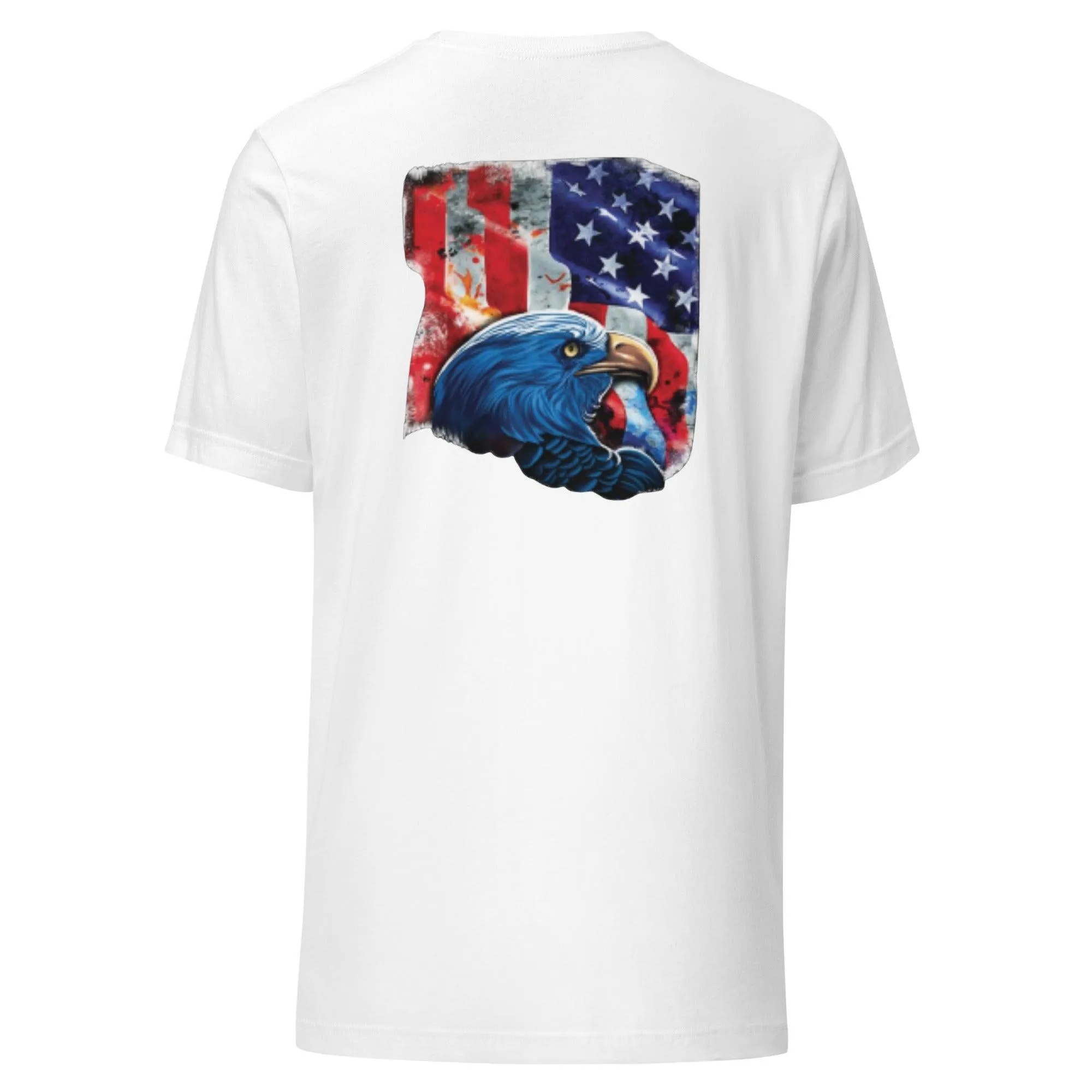 Eagle Burn Flag Usa Tshirt 100% Cotton Crew Neck Short Sleeve Top With Pocket Design