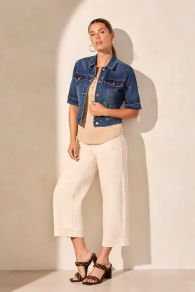 ELBOW-SLEEVE DENIM JACKET