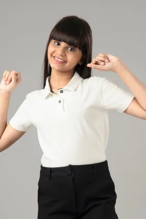 Exclusive White Polo T-Shirt For Girls