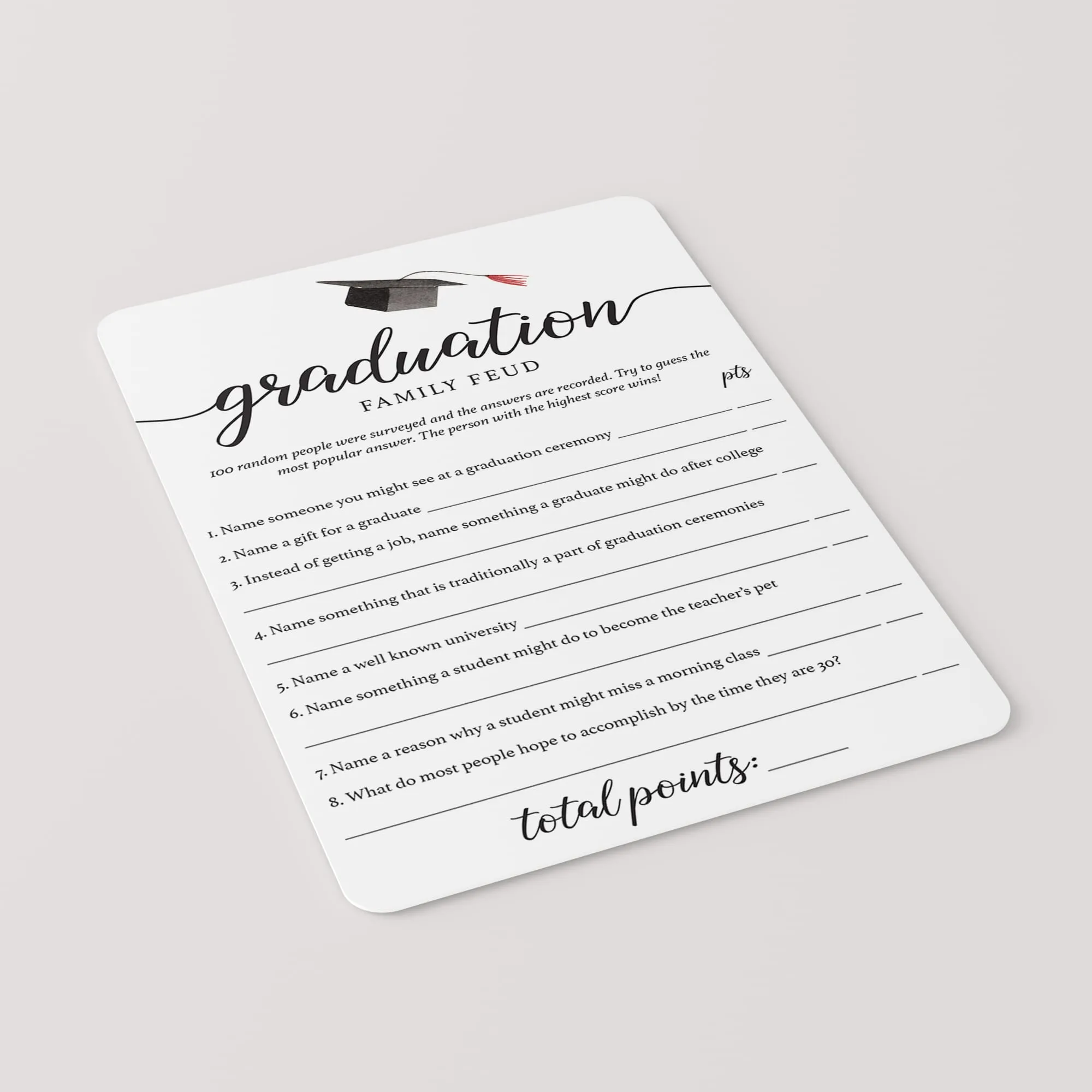 Family Feud Graduation Edition Printable