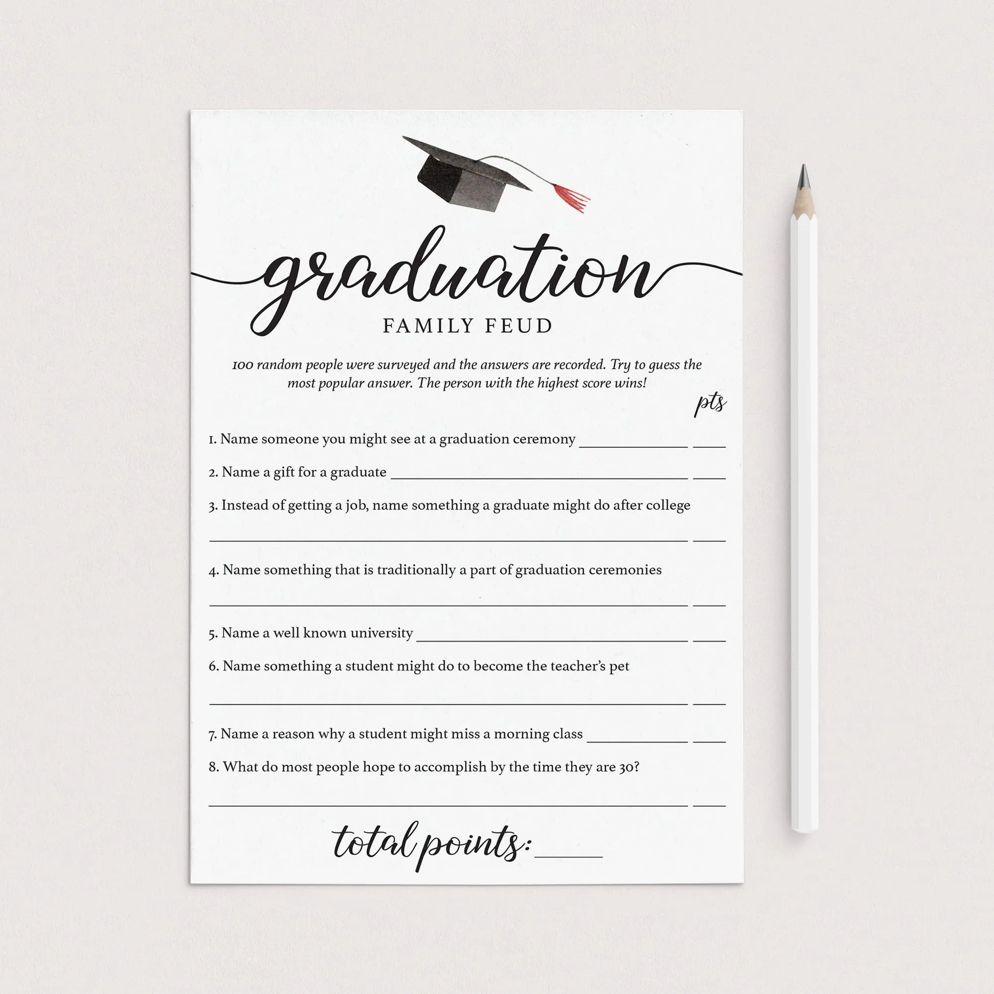 Family Feud Graduation Edition Printable