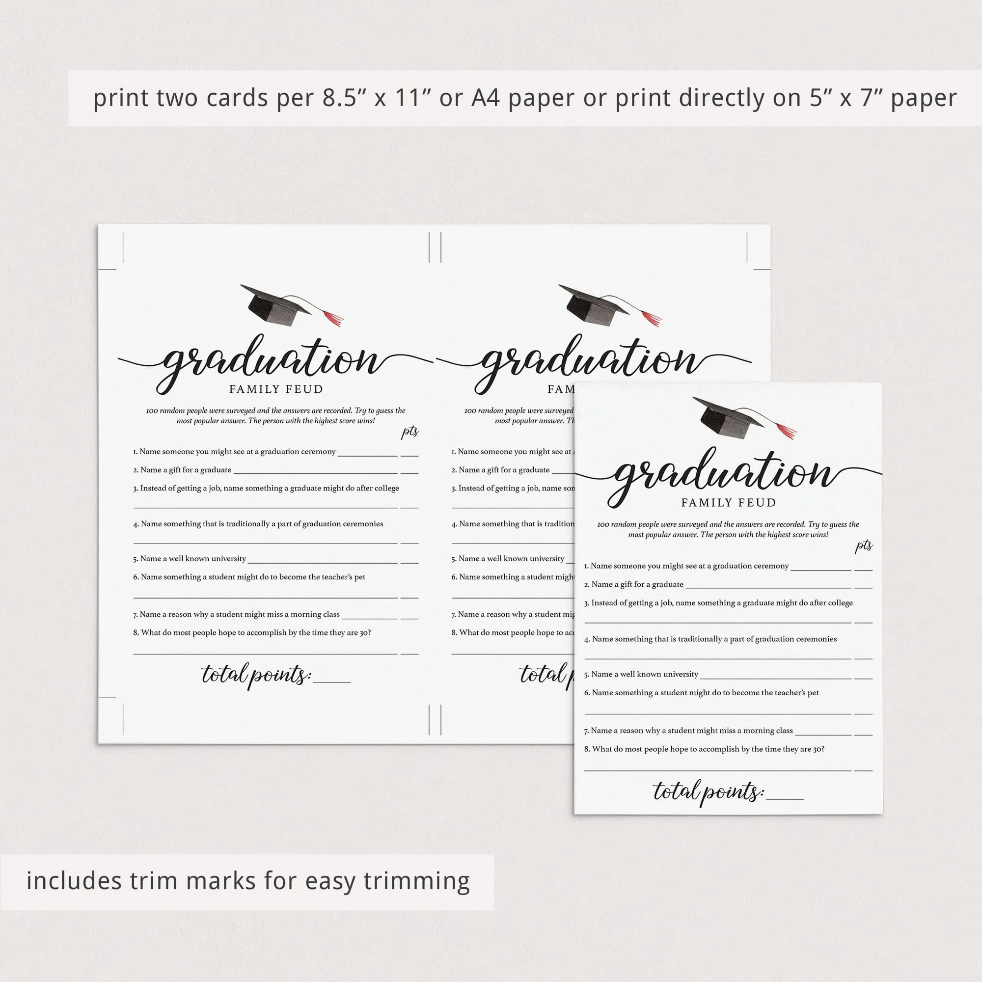 Family Feud Graduation Edition Printable