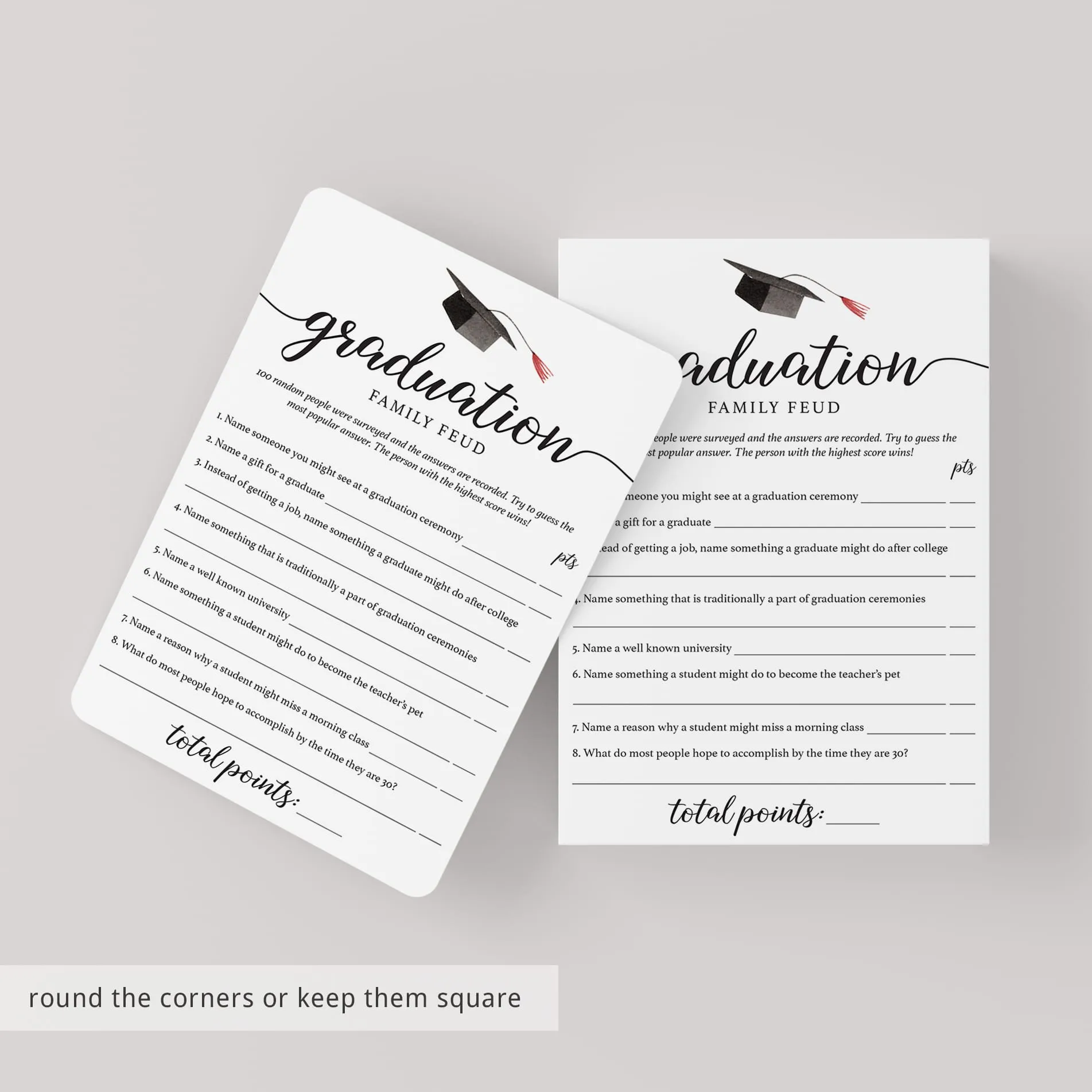 Family Feud Graduation Edition Printable