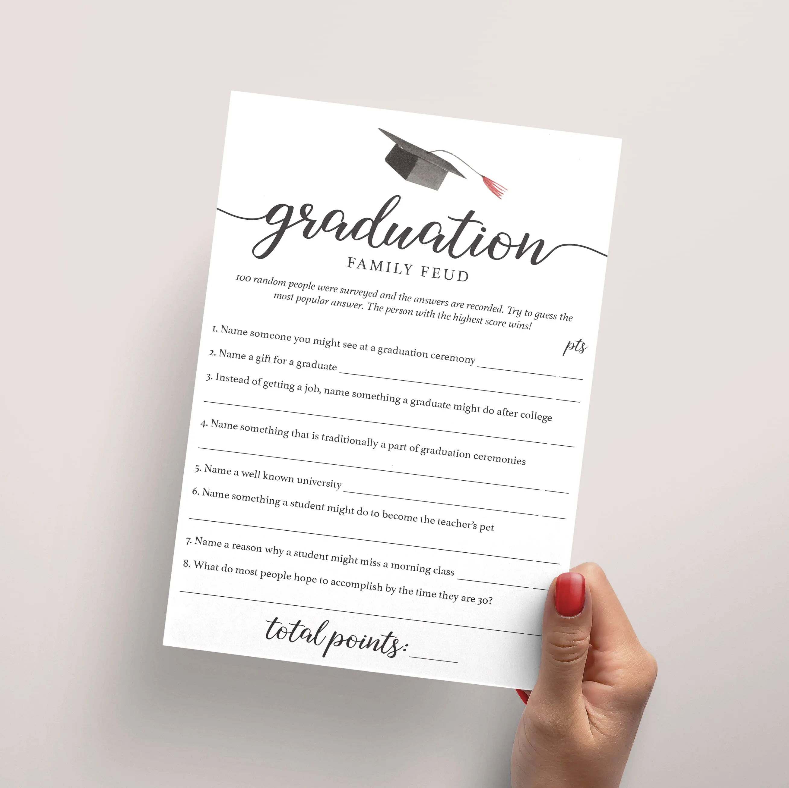 Family Feud Graduation Edition Printable