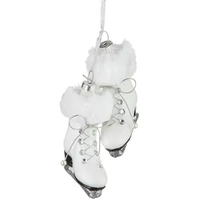 Fur Trim Skates Ornament, 5.5" Glass