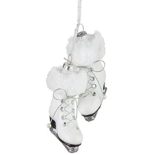Fur Trim Skates Ornament, 5.5" Glass
