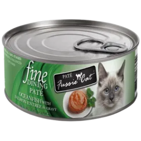 Fussie Cat Fine Dining Pate Oceanfish with Salmon Entree in Gravy Wet Cat Food, 2.82-oz