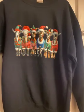 Goat Christmas’s navy  adult sweatshirt