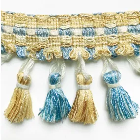 Gold and Azure High Quality Decorative Tassel Trim by the yard