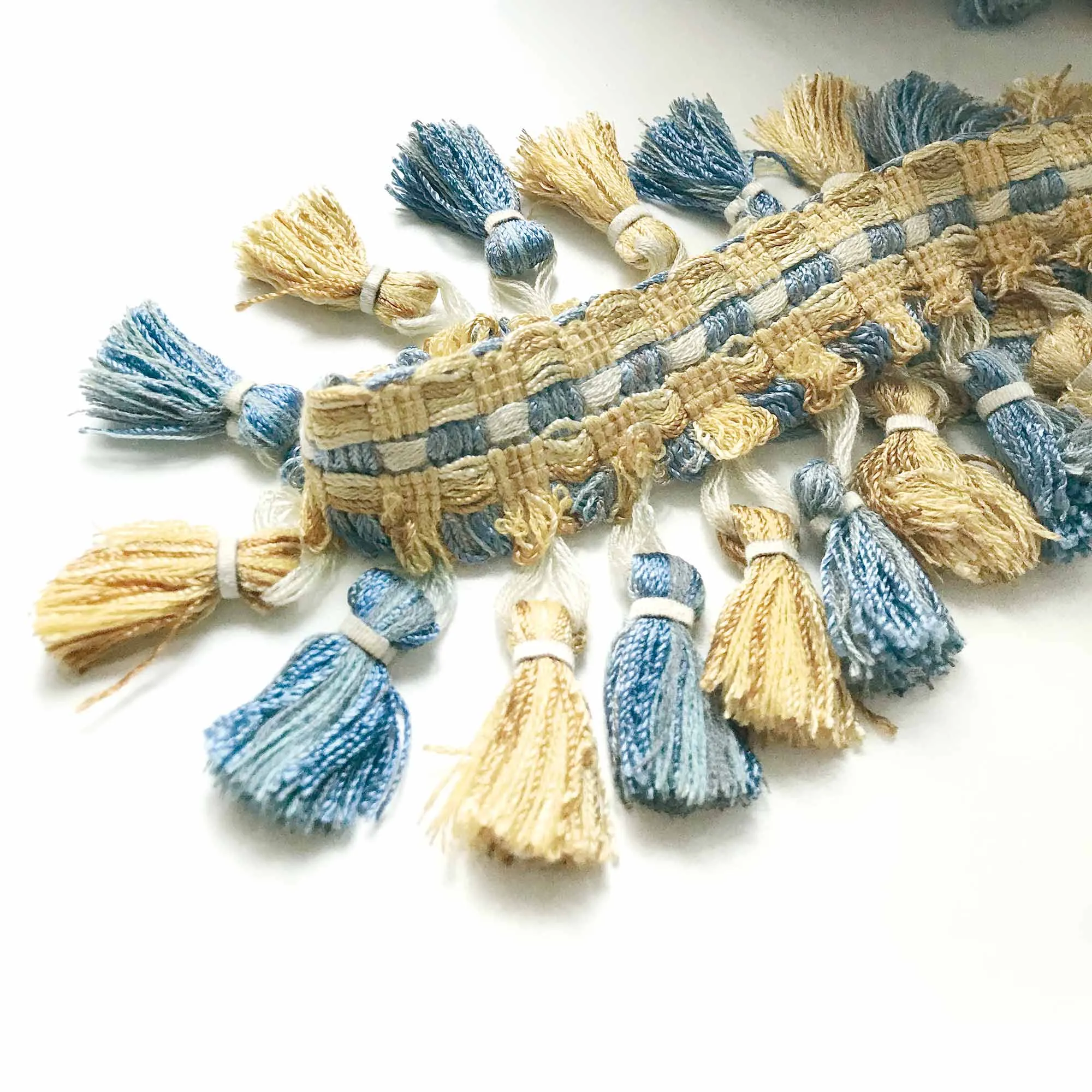 Gold and Azure High Quality Decorative Tassel Trim by the yard