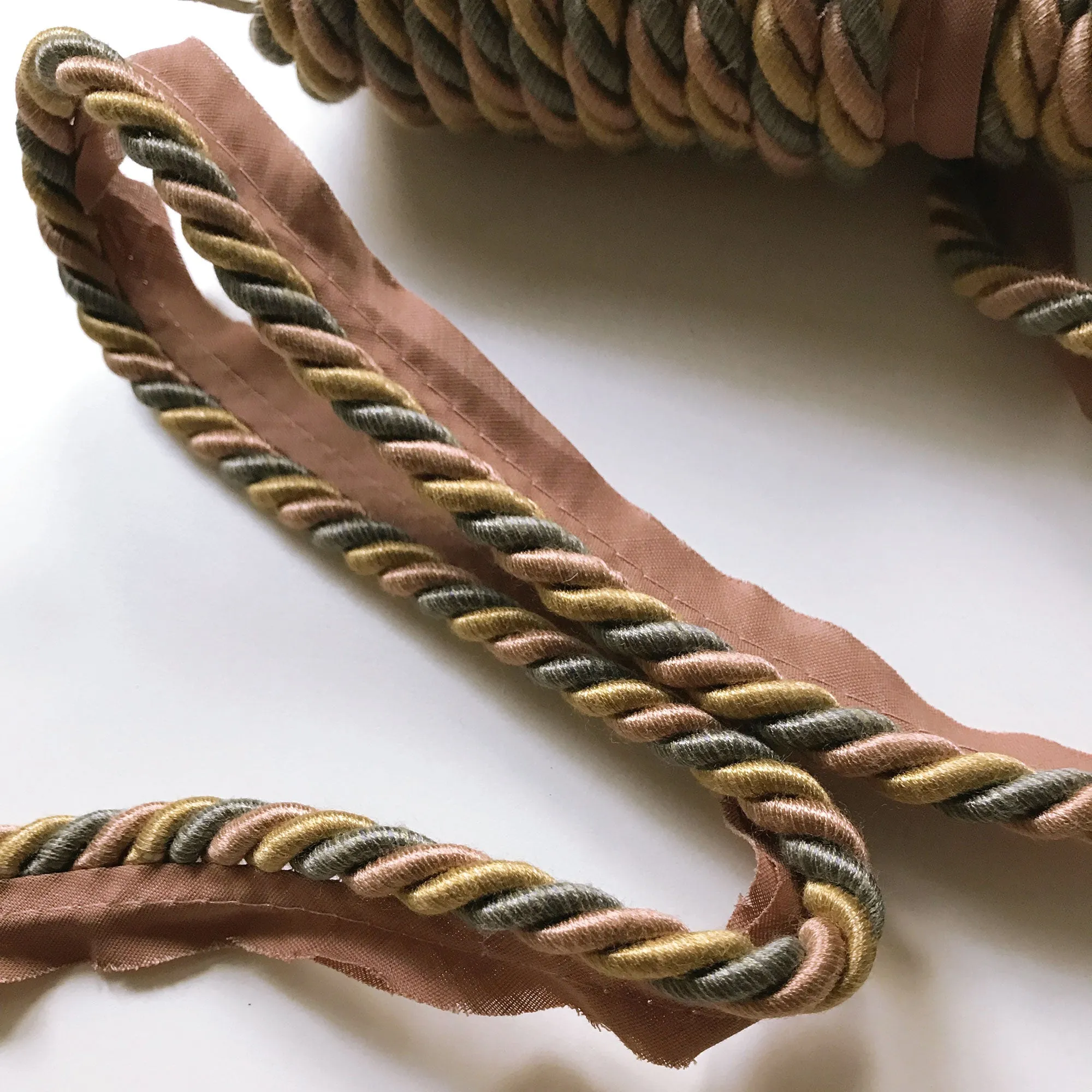 Gold and Blush Pink High Quality Decorative Lip Cord Trim by the yard