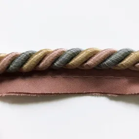 Gold and Blush Pink High Quality Decorative Lip Cord Trim by the yard