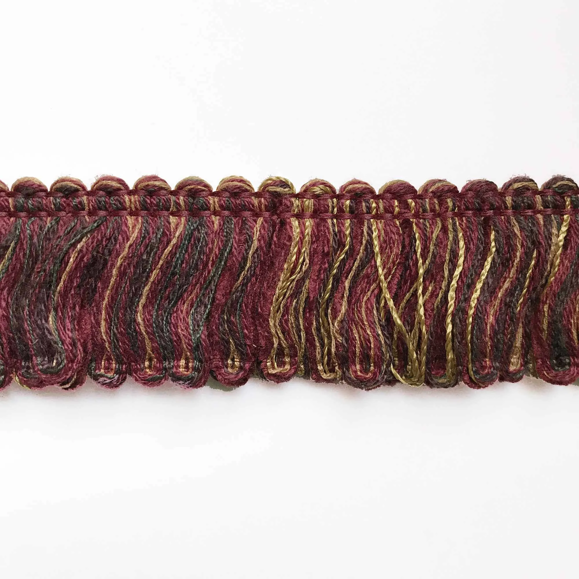 Gold and Burgundy High Quality Decorative Brush Fringe Trim by the yard