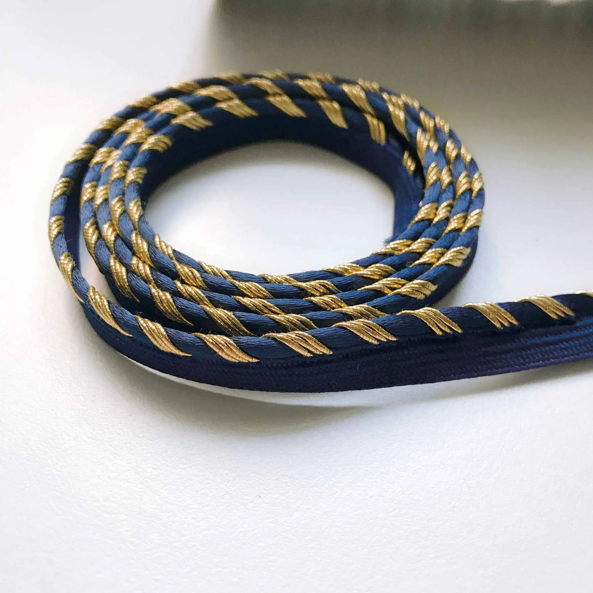 Gold and Indigo High Quality Decorative Lip Cord Trim by the yard