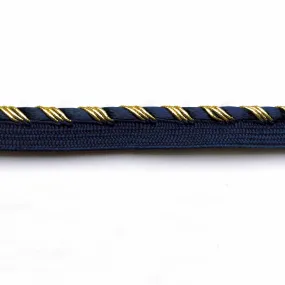 Gold and Indigo High Quality Decorative Lip Cord Trim by the yard