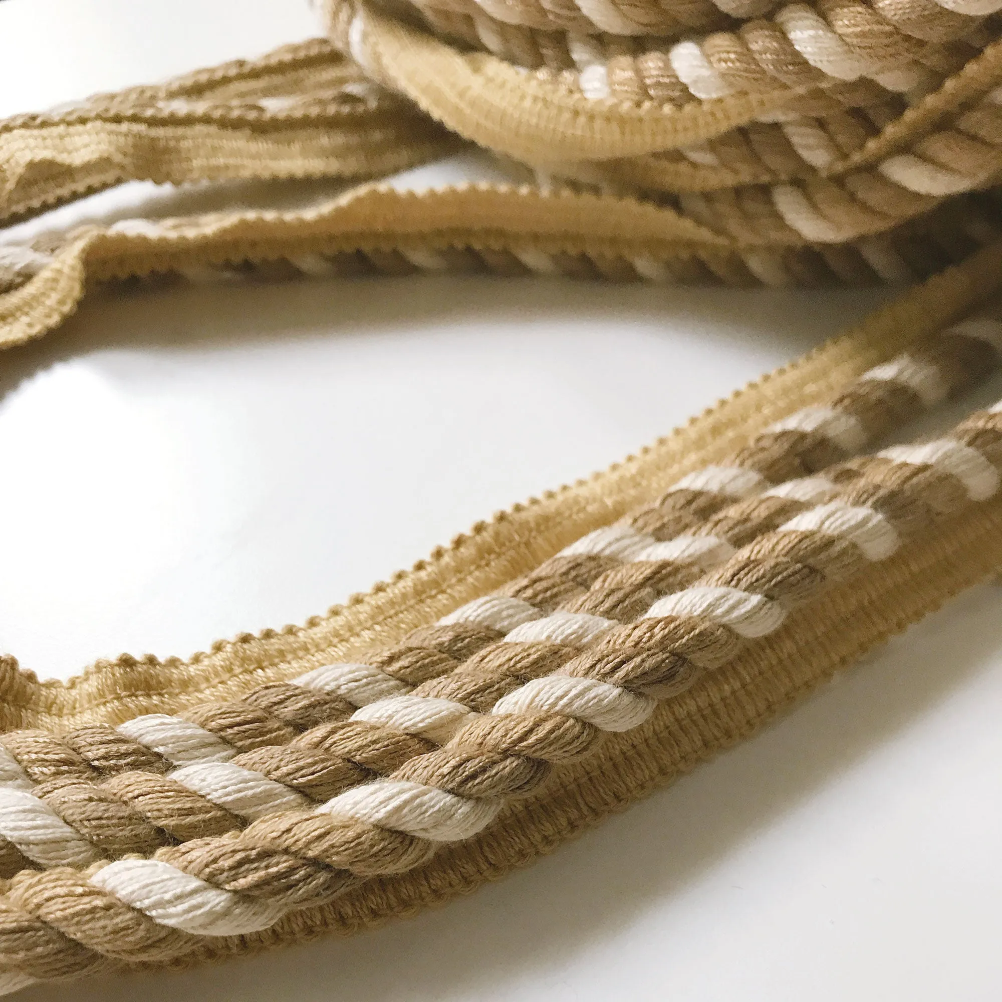 Gold and Ivory Quality Decorative Lip Cord Trim by the yard