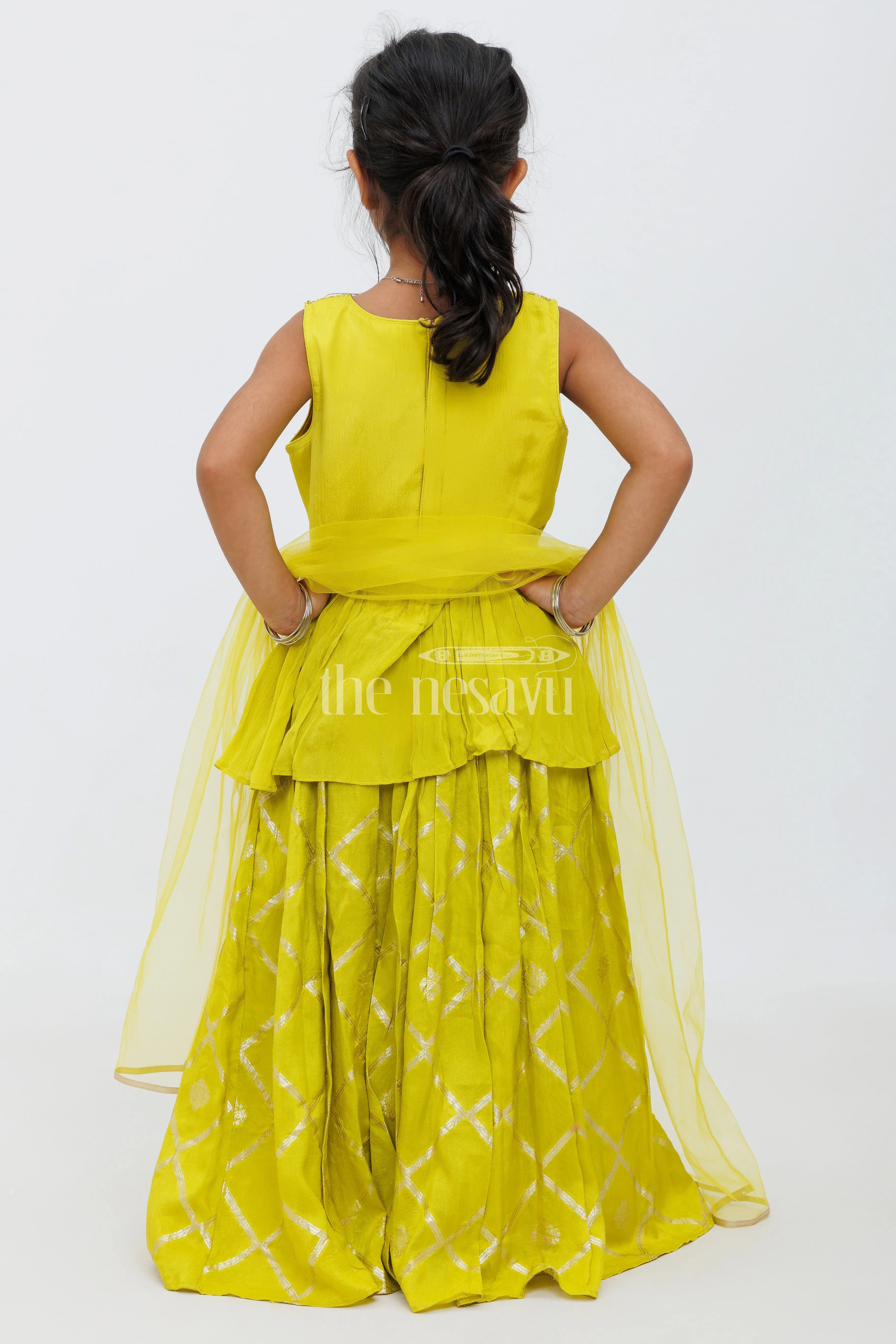 Green Western Party Gown for Girls with Sequin Detailing